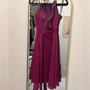 Anthropologie Magenta Gull Wing Ruffle Dress by Girls from Savoy, size 0